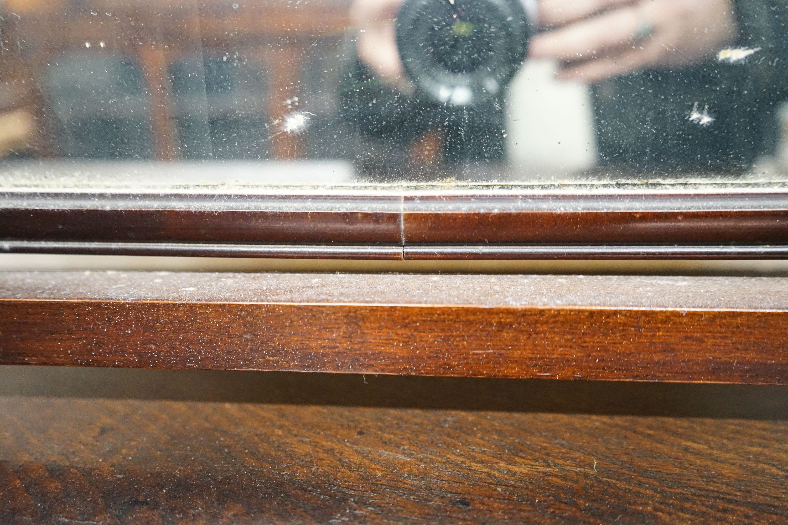 A 1930's walnut triptych dressing table mirror, height 75cm